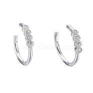 Brass Micro Pave Clear Cubic Zirconia Cuff Earrings, Platinum, 14x12.5x2.2mm, Inner Diameter: 10mm(EJEW-I249-13P)