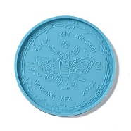 Tarot Theme DIY Flat Round Divination Coaster Food Grade Silicone Molds, Resin Casting Molds, for UV Resin & Epoxy Resin Craft Making, Butterfly Pattern, 105x6.5mm, Inner Diameter: 99mm(DIY-G083-02B)