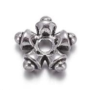 Tibetan Style Spacers beads, Lead Free & Cadmium Free, Star, Antique Silver, about about 9mm in diameter, 3mm thick, Hole: 1mm(AB5464Y)