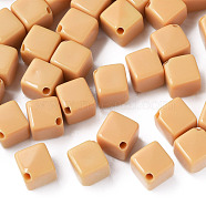 Opaque Acrylic Beads, Cube, BurlyWood, 13x14.5x14.5mm, Hole: 2mm, about 530pcs/500g(MACR-S373-135-A13)