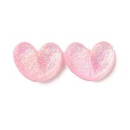 Translucent Resin Cabochons, with Glitter Powder, Heart, Pink, 15.5x20x6mm(FIND-E020-11A)