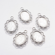 Tibetan Style Pendant Cabochon Settings, Lead Free and Nickel Free, Oval, Antique Silver, Tray: 13.5x17.5mm, 29x20x2mm, Hole: 2mm(X-TIBEP-0584-S-FF)