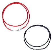 SUNNYCLUE 2Pcs 2 Colors Polyester Waxed Cords Necklace Making, with 304 Stainless Steel Bayonet Clasps, Stainless Steel Color, Black & Red, Mixed Color, 41x0.2cm(MAK-SC0001-13A)