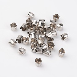 Iron Bead Caps, Flower, 4-Petal, Platinum, 6.5x7mm, Hole: 1mm(E015Y-1)