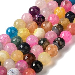 Dyed & Heated Natural Dragon Veins Agate Beads Strands, Faceted, Round, Mixed Color, 8mm, Hole: 1.2mm, about 48pcs/strand, 14.69''(37.3cm)(G-P539-A01-05)