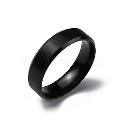 PVD Vacuum Plating Matte Style 304 Stainless Steel Wide Band Finger Rings for Women Men, Plain Band Rings, Electrophoresis Black, 6mm, Inner Diameter: US Size 10 1/2(20.1mm)(RJEW-WH0009-14E-EB)