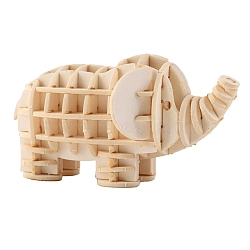 Elephant DIY Wooden Assembly Animal Toys Kits for Boys and Girls, 3D Puzzle Model for Kids, Children Intelligence Toys, PapayaWhip, 17x11cm(WOCR-PW0007-06)