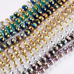 Electroplate Glass Beads Strands, Colours, Faceted, Rondelle, Mixed Color, 11~11.5x7.5~8.5mm, Hole: 1.5~2mm(LAMP-K029-10)