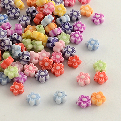 Craft Style Colorful Acrylic Beads, Flower, Mixed Color, 7x4mm, Hole: 1.5mm(X-MACR-Q157-M24)