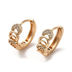 Brass Micro Pave Cubic Zirconia Hoop Earring, Hollow Moon, Light Gold, 15x5mm(EJEW-C073-46KCG)