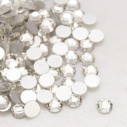 Glass Flat Back Rhinestone, Grade A, Back Plated, Faceted, Half Round, Crystal, 7.1~7.3mm, about 288pcs/bag(RGLA-C002-SS34-001)