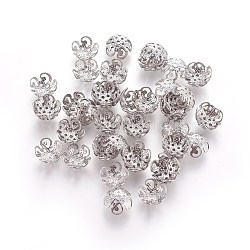 5-Petal 304 Stainless Steel Bead Caps, Stainless Steel Color, 10x4.5mm, Hole: 1mm(STAS-M212-03A)