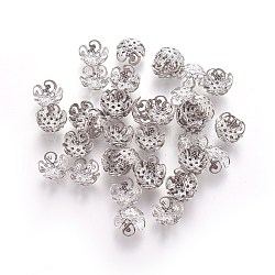 Tarnish Resistant 5-Petal 304 Stainless Steel Bead Caps, Stainless Steel Color, 10x4.5mm, Hole: 1mm(STAS-M212-03A)