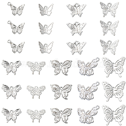 54Pcs 9 Styles Alloy Pendants, Butterfly, Silver, 11~20x13~21x2~4mm, Hole: 1.2~2.5mm, 6pcs/style(FIND-SC0017-51)