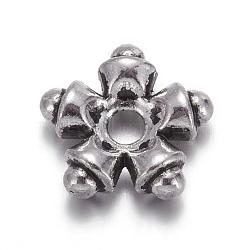 Tibetan Style Spacers beads, Lead Free & Cadmium Free, Star, Antique Silver, about about 9mm in diameter, 3mm thick, Hole: 1mm(AB5464Y)
