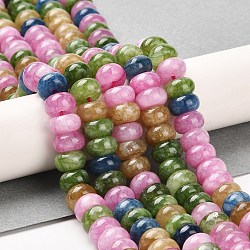 Natural Dyed White Jade Beads Strands, Rondelle, 8x3.5~4.5mm, Hole: 1.2mm, about 77pcs/strand, 14.80~15.08 inch(37.6~38.3cm)(G-F753-05)