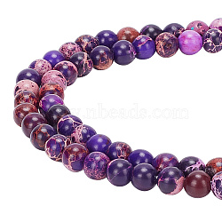 2 Strands Natural Imperial Jasper Beads Strands, Dyed, Round, Purple, 6~6.5mm, Hole: 1mm, about 60~64pcs/strand, 15~15.12 inch(38.1~38.4cm)(G-AR0005-44A)