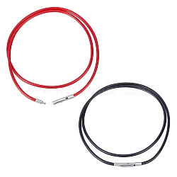 SUNNYCLUE 2Pcs 2 Colors Polyester Waxed Cords Necklace Making, with 304 Stainless Steel Bayonet Clasps, Stainless Steel Color, Black & Red, Mixed Color, 41x0.2cm(MAK-SC0001-13A)