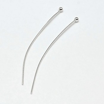 925 Sterling Silver Ball Head Pins, Silver, 50x1.8mm, Pin: 0.5mm, 160Pcs/20g