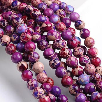 Dyed & Heated Natural Imperial Jasper Round Bead Strands, Purple, 6mm, Hole: 1mm, about 68pcs/strand, 16 inch