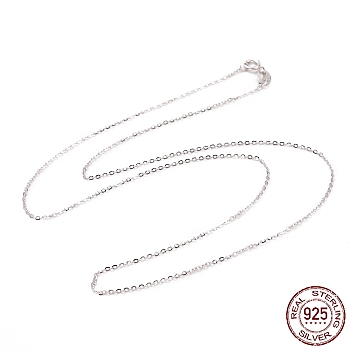 Anti-Tarnish Rhodium Plated 925 Sterling Silver Cable Chains Necklace for Women, Platinum, 15.75 inch(40cm)