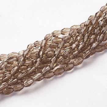 Glass Beads Strands, Faceted, Oval, Gainsboro, 6x4mm, Hole: 1mm, about 65~70pcs/strand, 14.96 inch~15.16 inch(38~38.5cm)