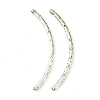 Brass Curved Tubes Beads, Platinum, 50x3mm, Hole: 2mm