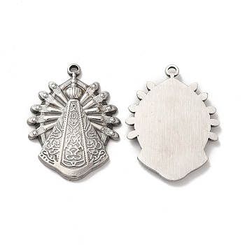 304 Stainless Steel Pendants, Religion Charms, Stainless Steel Color, 34x26x3mm, Hole: 2mm