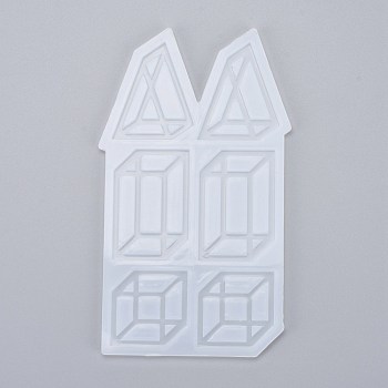 Solid Geometry Shape Silicone Molds, for DIY Earrings, Pendant Necklace Jewelry Silicone Resin Casting Mold, White, 186x109x5mm, Inner Diameter: 55.5~63x42~43mm