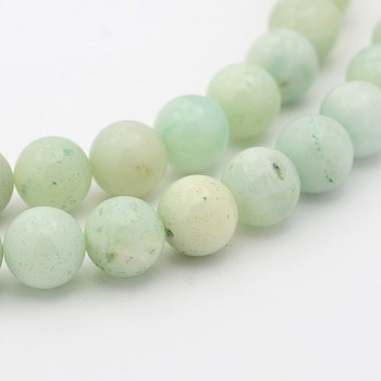 Natural Flower Amazonite Round Bead Strands, 10mm, Hole: 1mm, about 40pcs/strand, 15.7 inch