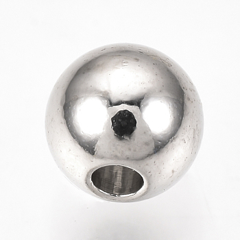 Brass Beads, Round, Platinum, 8mm, Hole: 1.6~1.8mm
