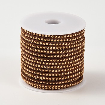 Rivet Faux Suede Cord, Faux Suede Lace, with Aluminum, Coconut Brown, 3x2mm, about 20yards/roll