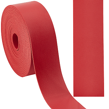 1 Roll PU Leather Cord, Flat, Red, 30x1.8mm, about 3.28 Yards(3m)/Roll