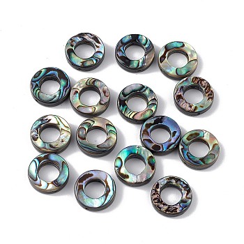 Natural Abalone Shell/Paua Shell Beads, Ring, Colorful, 13.2x3.5mm, Hole: 1mm, Inner Diameter: 6.5mm