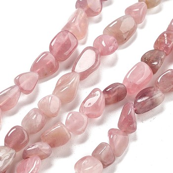 Natural Rose Quartz Beads Strands, Nuggets, 8~15x5.5~12x4.5~10.5mm, Hole: 1~1.2mm, about 40~42pcs/strand, 15.94''~16.34''(40.5~41.5cm)