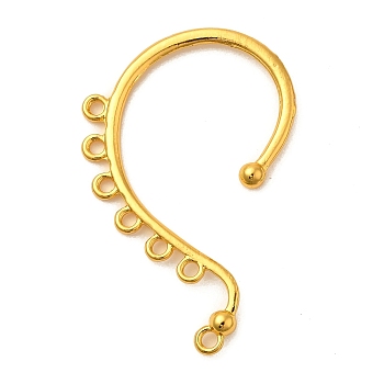 Rack Plating Alloy Ear Cuff Findings, with 7 Loops, Ear Wrap Earring Hooks for Non Piercing Earring Making, Cadmium Free & Lead Free, Golden, 54x35.5x4mm, Hole: 2mm