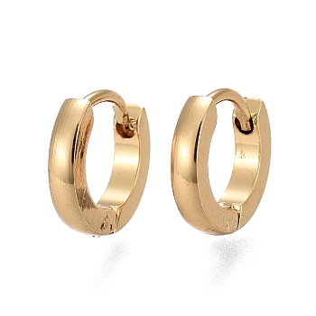 304 Stainless Steel Huggie Hoop Earrings, Ring, Golden, 10x11x2mm, Pin: 1.2mm