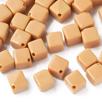 Opaque Acrylic Beads, Cube, BurlyWood, 13x14.5x14.5mm, Hole: 2mm, about 530pcs/500g
