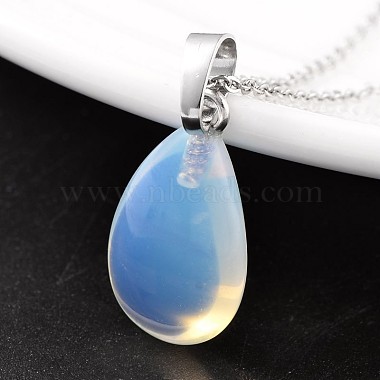 Platinum Drop Opalite Pendants