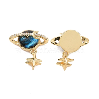 Real 18K Gold Plated Colorful Planet Brass+Cubic Zirconia Pendants