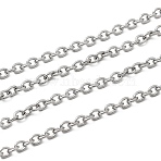 Tarnish Resistant 304 Stainless Steel Cable Chains, Soldered, with Spool, Oval, Stainless Steel Color, 3x2.2x0.6mm, about 328.08 Feet(100m)/roll(CHS-Q001-13-100m)