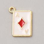 Alloy Enamel Pendants, Rectangle with Playing Card Charm, Golden, Diamond, 15x11x1mm, Hole: 1.2mm(FIND-WH0161-25C)