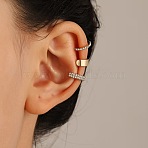 3 Pc Brass Micro Pave Clear Cubic Zirconia Cuff Earrings, Golden, 10~11.5mm(WH-WG8E2FE-01)