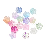 Dyed & Heated Glass Bead Caps, 5-Petal Flower, Mixed Color, 10x10x5mm, Hole: 1.4mm(X-GLAA-C042-01)