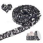 Resin Pearl with Hotfix Rhinestone for Diy Clothes, Black, 14x3mm, 4 yards/pc(DIY-WH0888-598A)