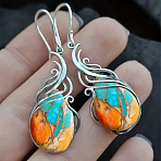 Bohemian Style Alloy Resin Dangle Earrings, Teardrop, Platinum, 40x15mm(FS-WGDB4B9-01)