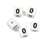 Handmade Porcelain Beads, Square with Number, Number, 9x9x9mm, Hole: 1.8mm(X1-PORC-R003-07-00)