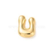 Brass Pendants, Real 18K Gold Plated, Letter U, 22x17x6.5mm, Hole: 3x2.5mm(KK-P262-01G-U)