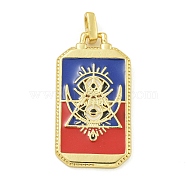 Rack Plating Brass Enamel Pendants, Long-Lasting Plated, Lead Free & Cadmium Free, Rectangle with Eye Charms, Real 18K Gold Plated, 26.5x14x2mm, Hole: 2x1.8mm(KK-Z067-21G)