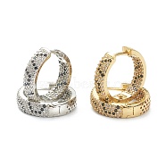 Brass Micro Pave Cubic Zirconia Huggie Hoop Earrings, Ring, Black, Mixed Color, 20x20.5x5mm, Pin: 1mm(EJEW-A058-07)